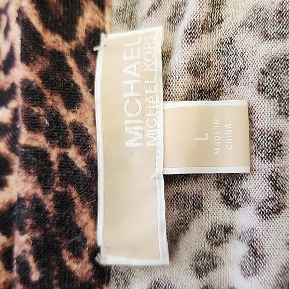 Michael Kors Animal Print Cardigan Sweater Top, Size Large - Picture 12 of 13